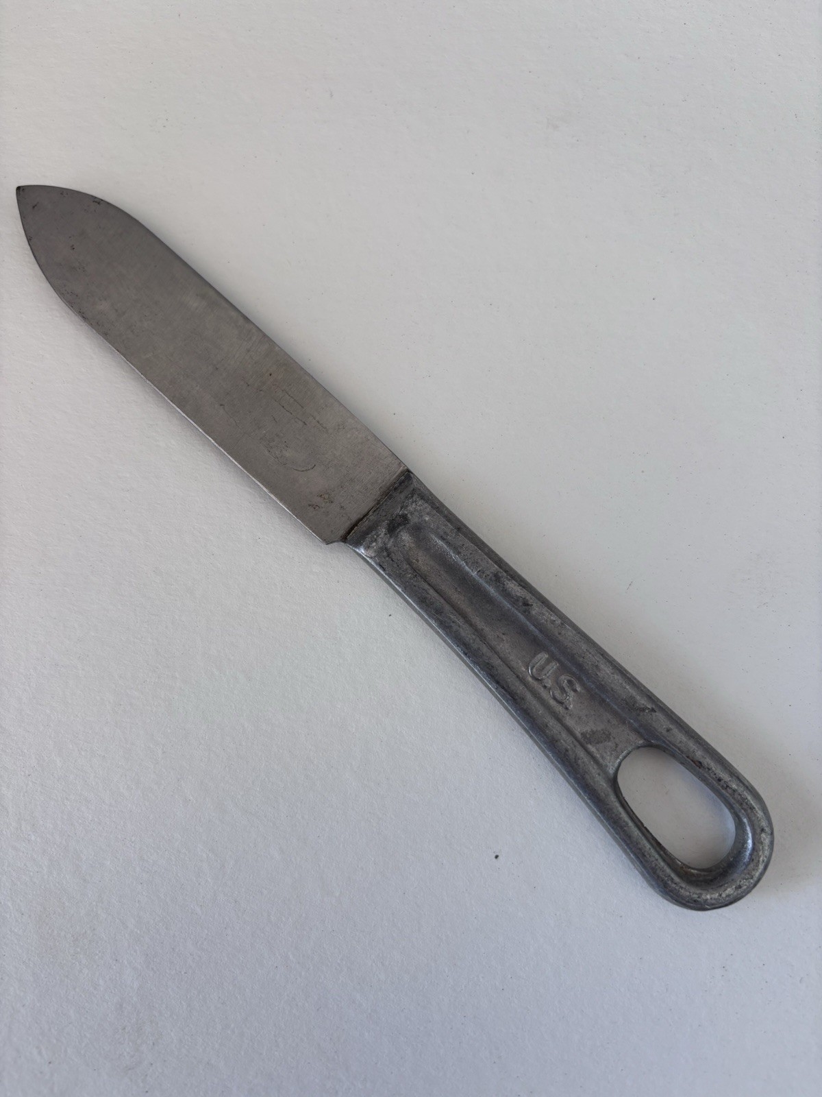 NICE -Vintage US Military Mess Kit Stainless Knife Handle Utensil L. F. & C 1945