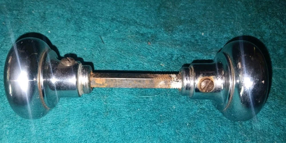 Vintage 2" round Chrome Passage Door Knobs Adjustable 4" Shaft