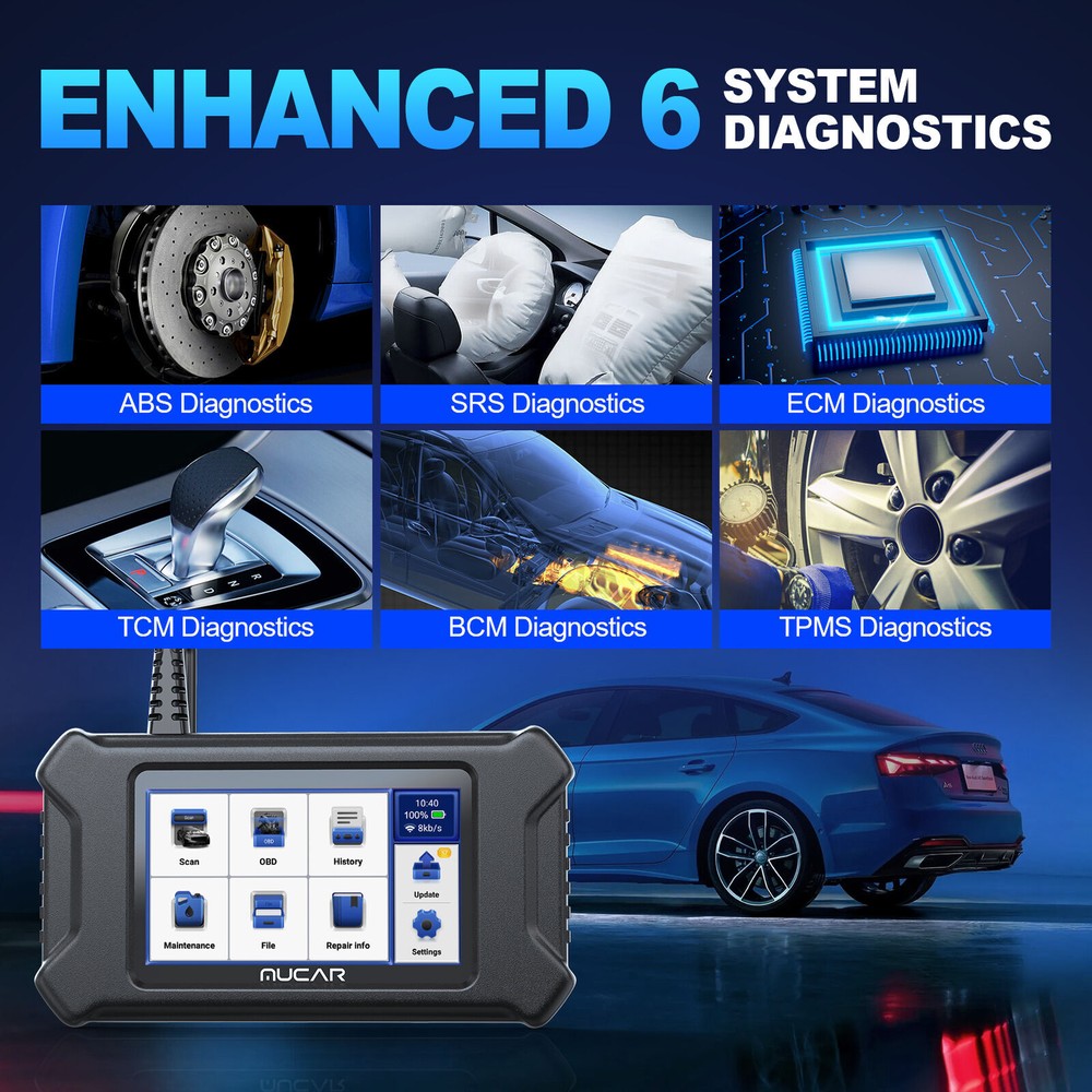 MUCAR CS6 OBD2 Scanner Car Diagnostic Tool 6 System ABS SRS ECMTCM BCM TPMS US