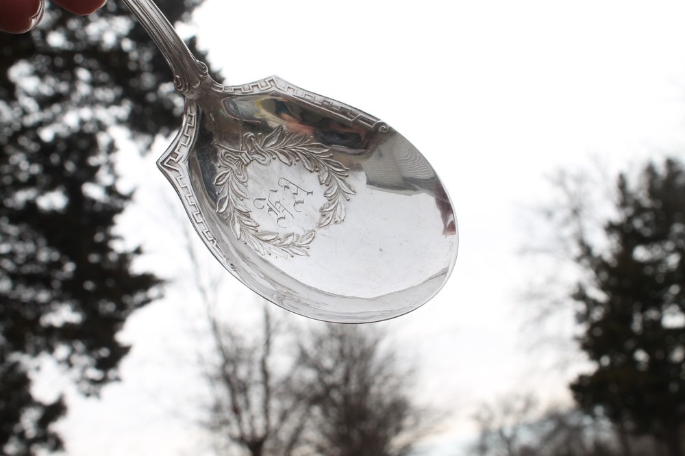 Silverplate Serving Spoon Ornate with Engraving