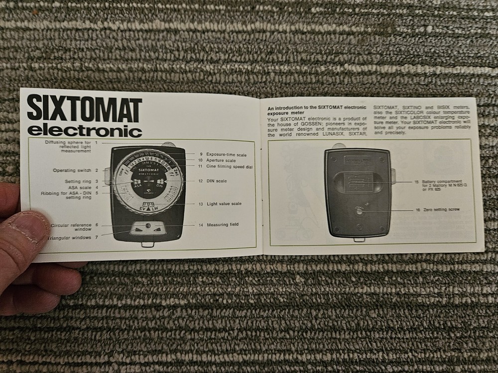 Gossen Sixtomat Electronic Instructions