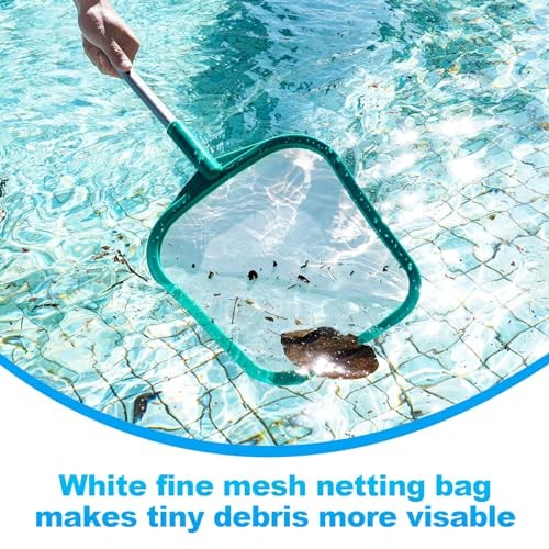 Pool Skimmer - Pool Net with Pole, Pool Skimmer Net with Solid Plastic Frame,