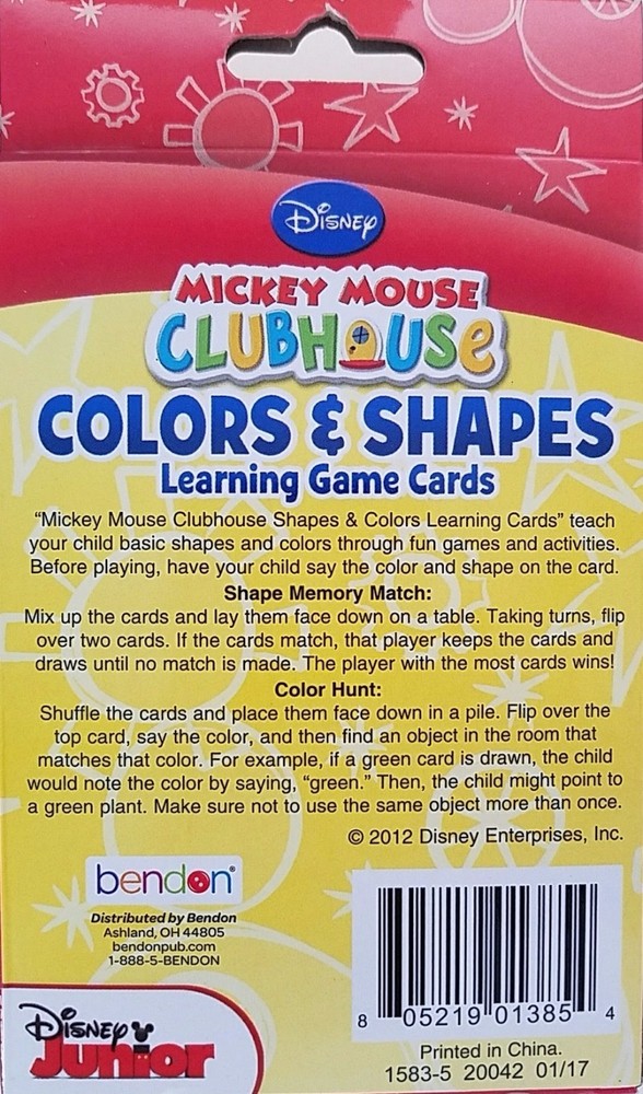DISNEY LEARNING FLASH CARDS Age 3+, 36 Cards/Pk, Select: Learning Pack