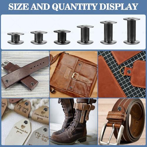 122 Pack Snap Button Kit, 6 Sizes Chicago Screws Leather Assorted Kit, for DIY