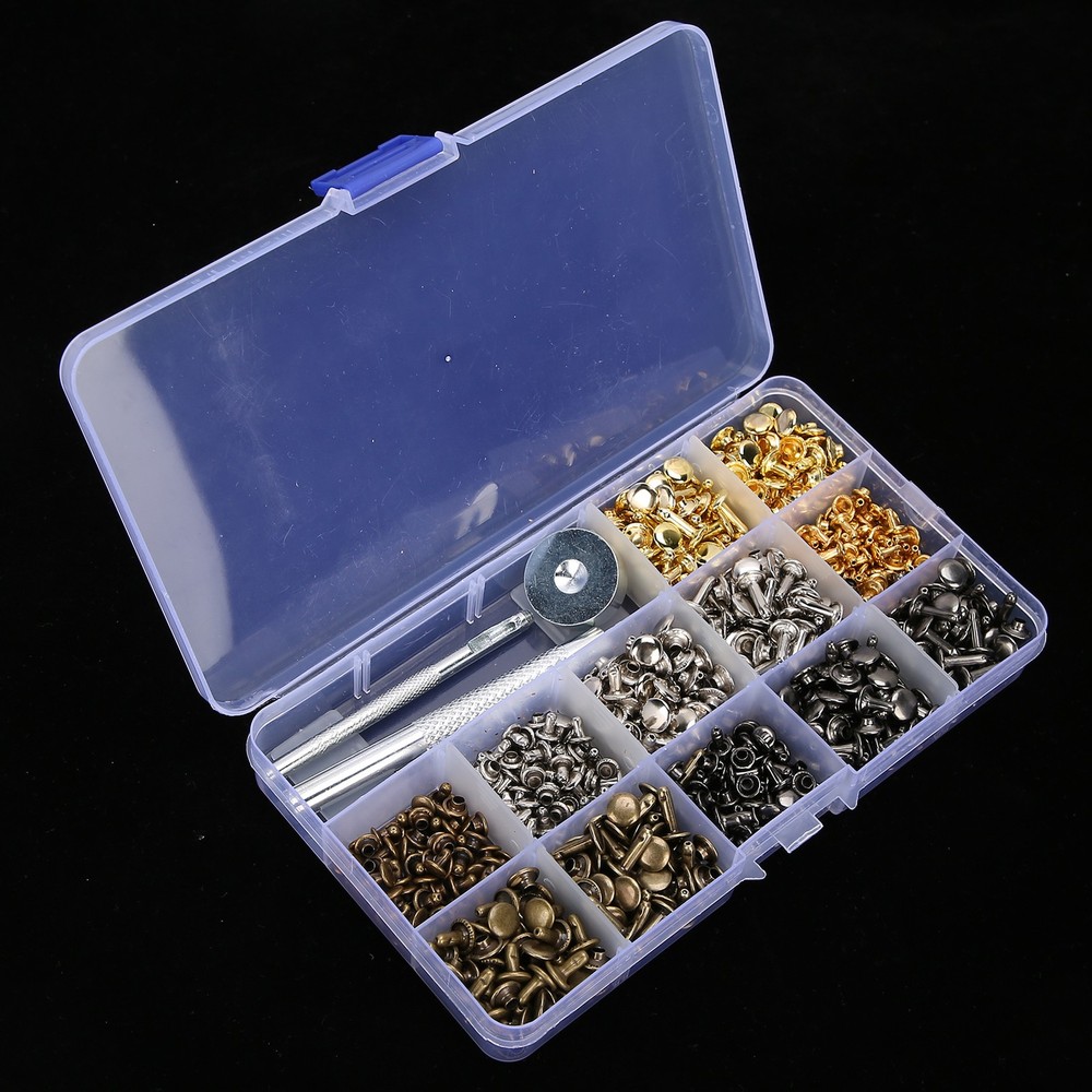 363Pcs Leather Rivets Set Rust-Proof Durable Brass Hand‑Made Accessories For DIY