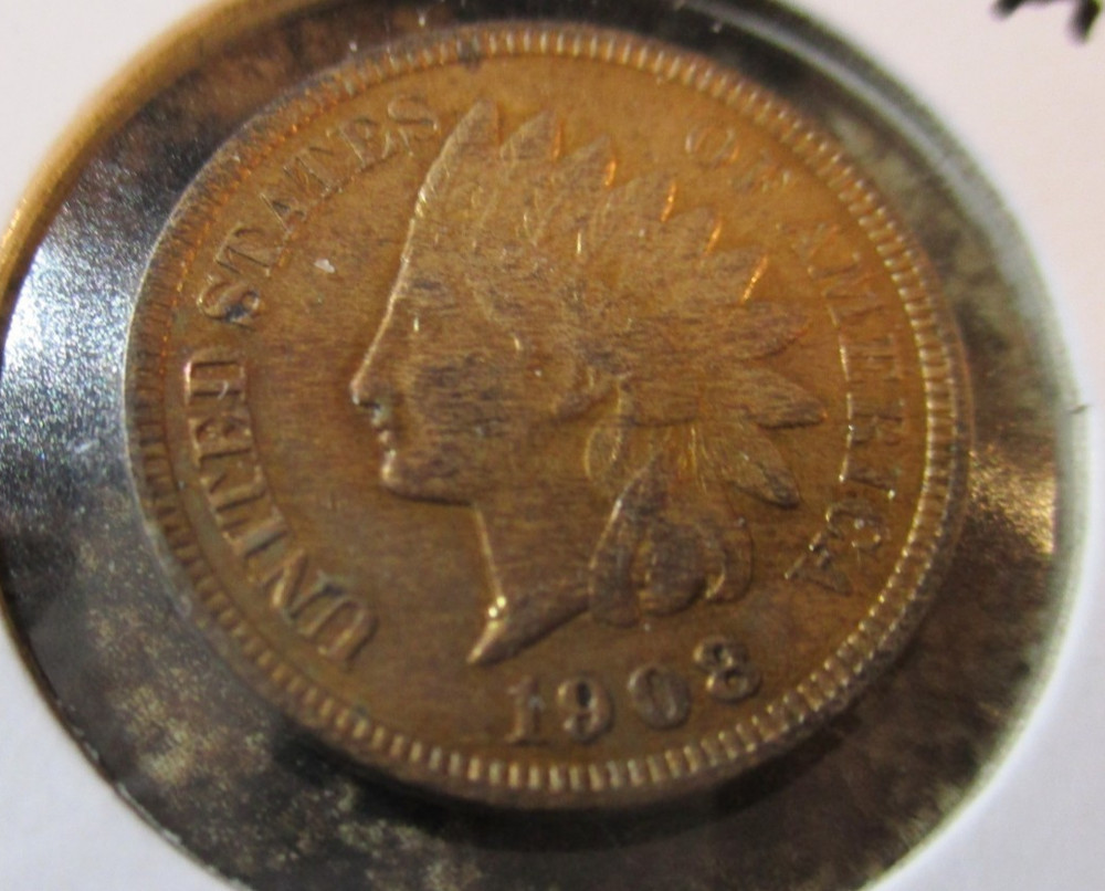 1908 INDIAN CENT MPD DATE IN DENTIALS UNDER 8 GRADES CHOICE AU BHN