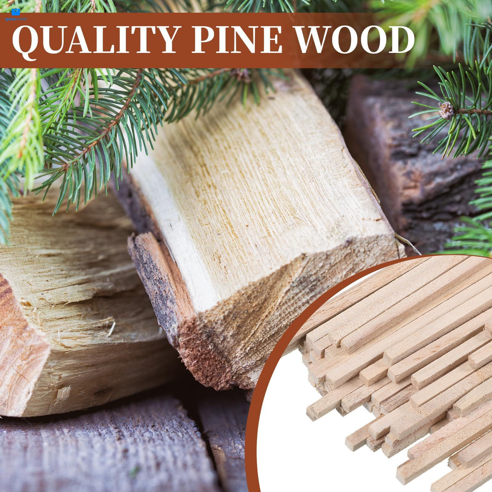 1/8" x 12" 50PCS Square Wooden Dowel Rods Small Wood brown