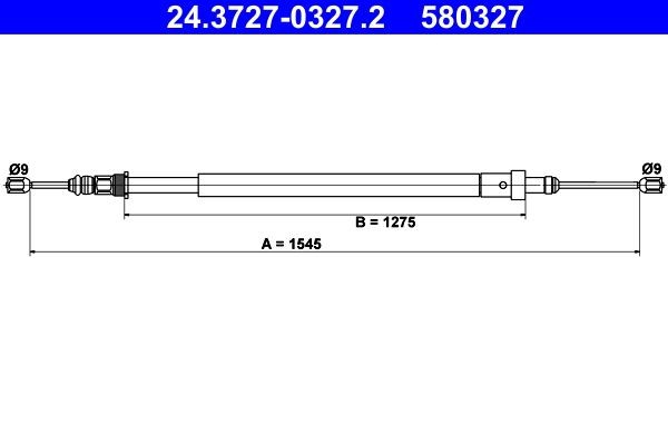 Cable Pull, parking brake ATE 24.3727-0327.2