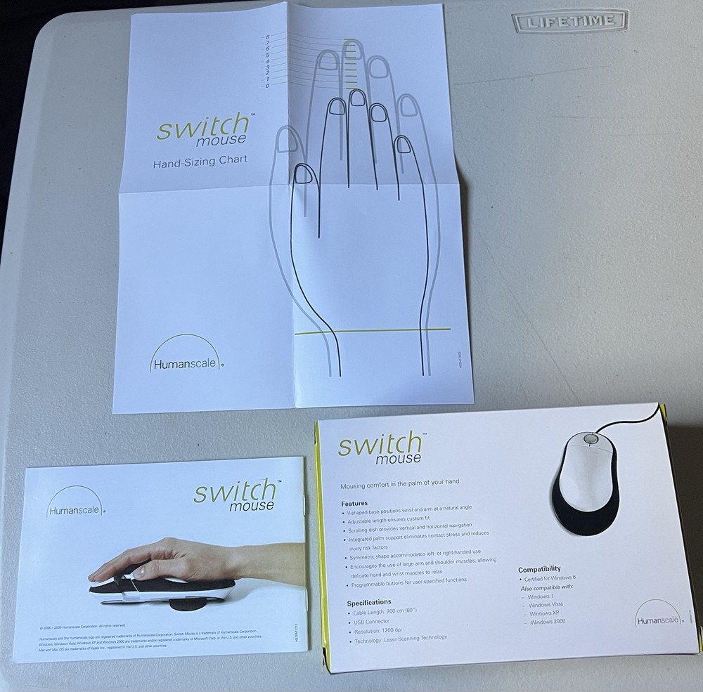 Humanscale Switch Ergonomic Adjustable Computer Mouse New In Factory Package