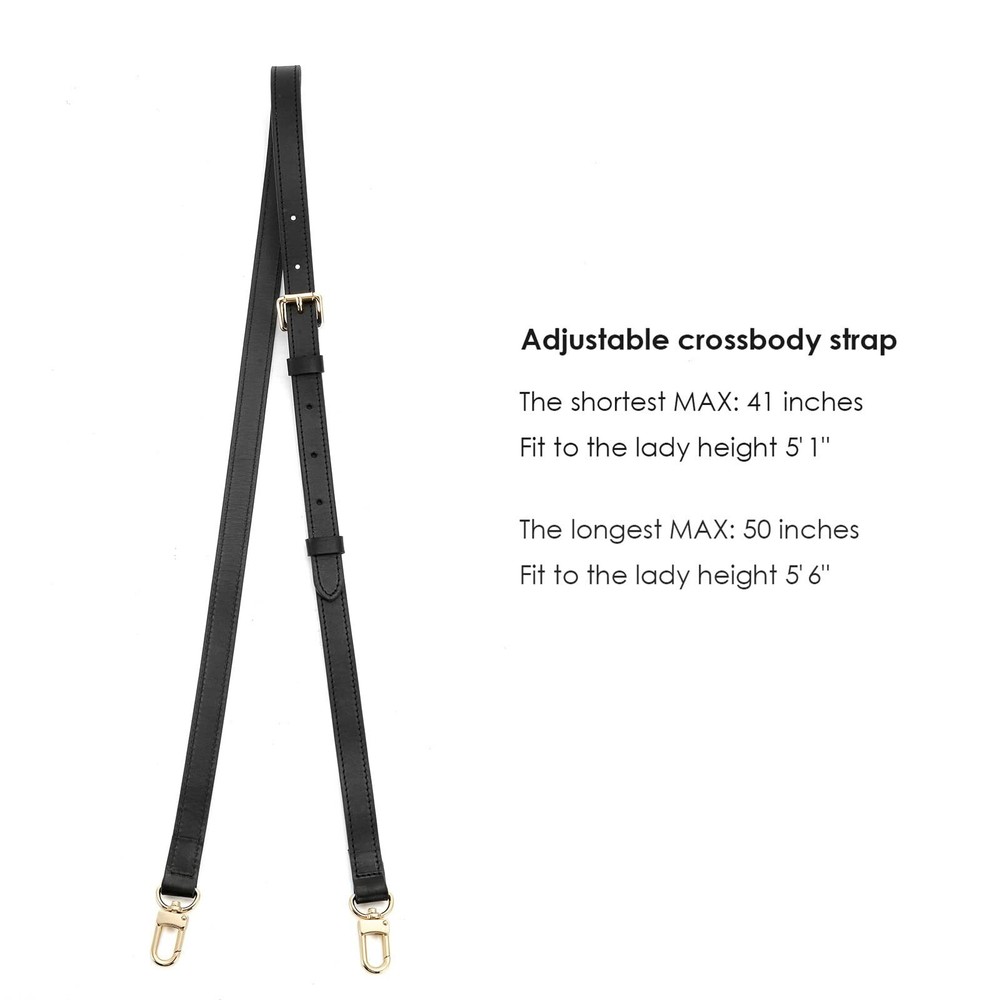 Solid Black Leather Cross Body Strap for Pochetteblack strap