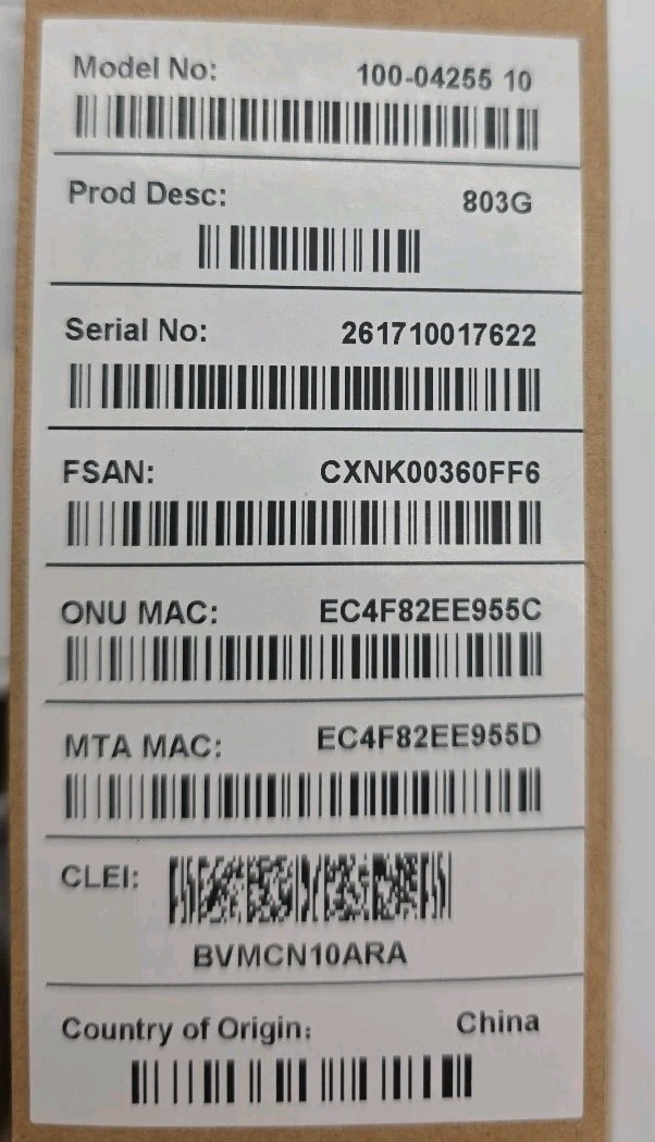 Calix 100-04255 10 GigaPoint 803G Fiber Optical Network Terminal Modem NEW QTY