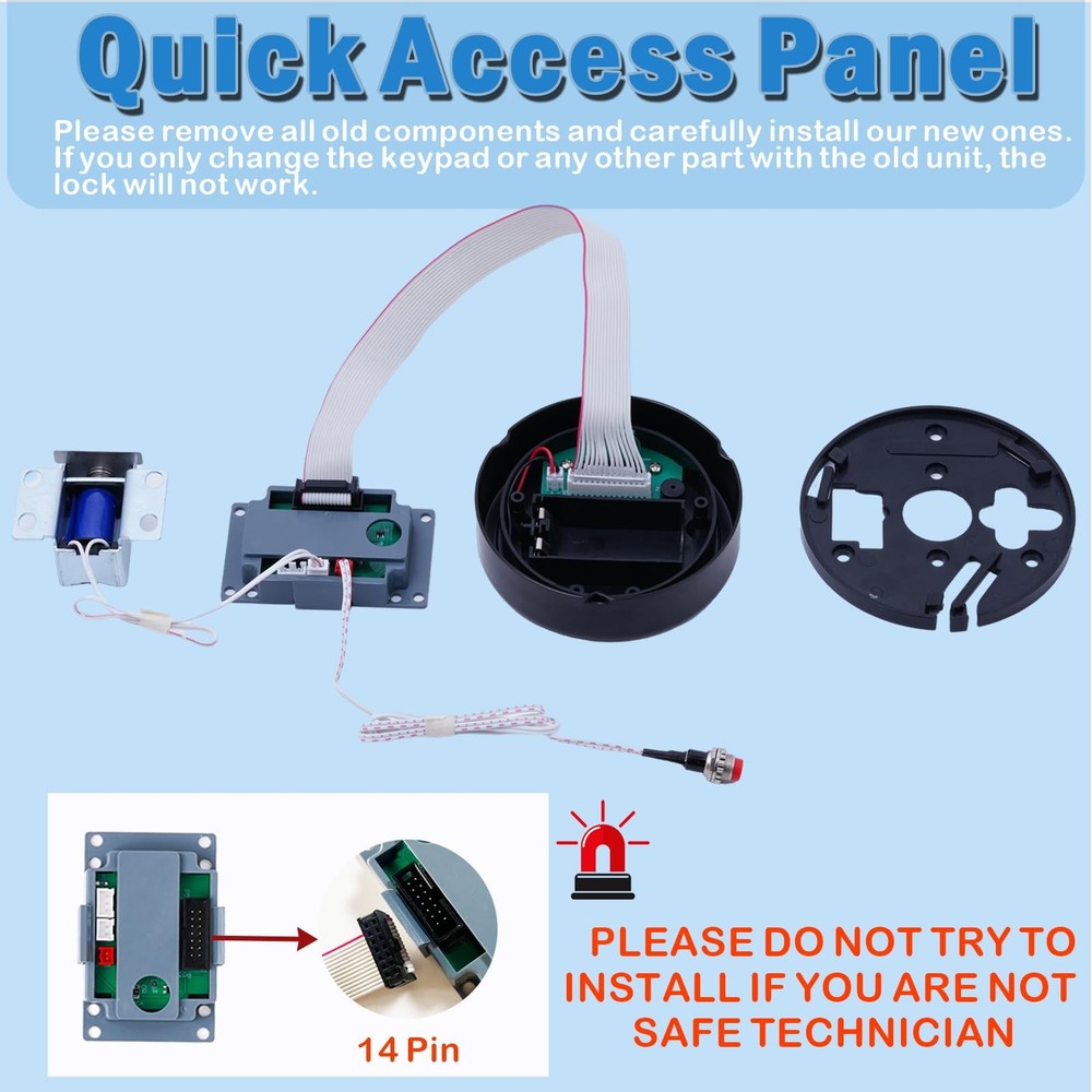 Gun Safe Lock Replacement with Solenoid Black Keypad Electronic Lock...