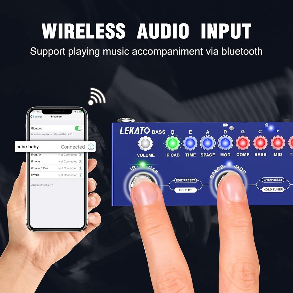 Versatile Bass Multi Effects Processor with Bluetooth and Recording Capability