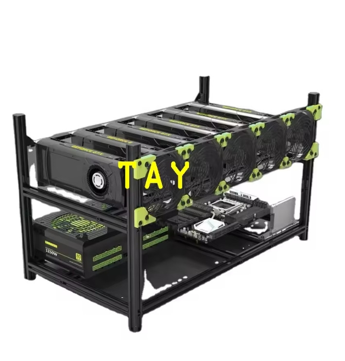 VEDDHA 6 GPU Mining Rig frame Aluminum Stackable For Miner Unassemble no fan