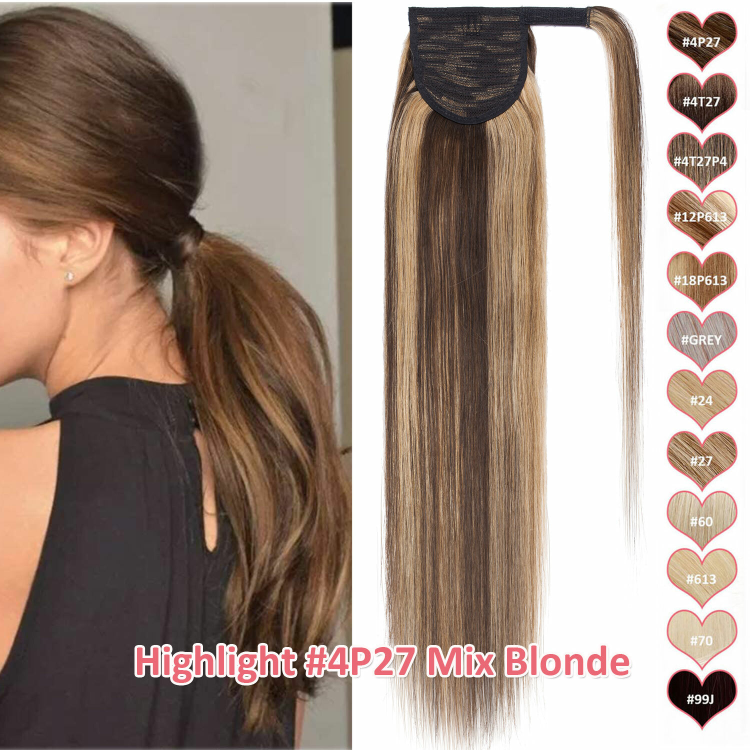 US Brazilian 100% Real Remy Human Hair Claw In On Ponytail Extensions Thick 120G