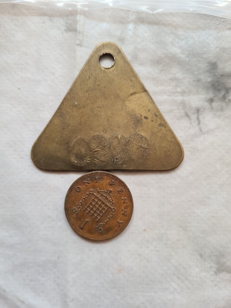 Markham PIT CHECK Tally Token Brass Mining Memrobillia Triangle 6723