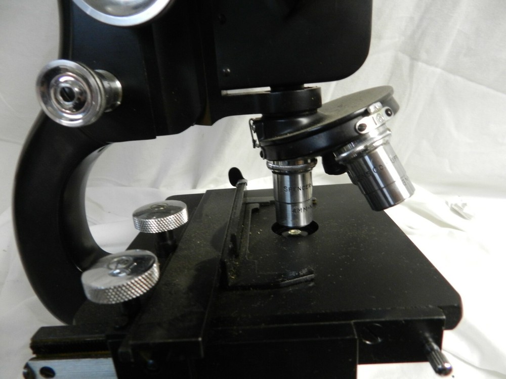 1946 SPENCER Buffalo Binocular Compound Scientific Microscope, Case, Lens, Man..