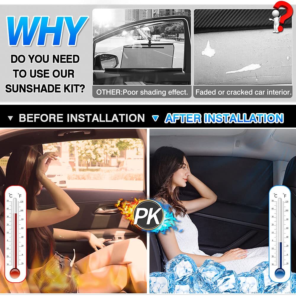 T TGBROS Side Windows Sunshade for 2007-2017 Jeep Wrangler Custom Fit Windscreen