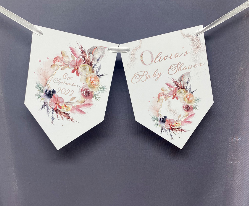 Personalised Baby Shower Bunting Boho