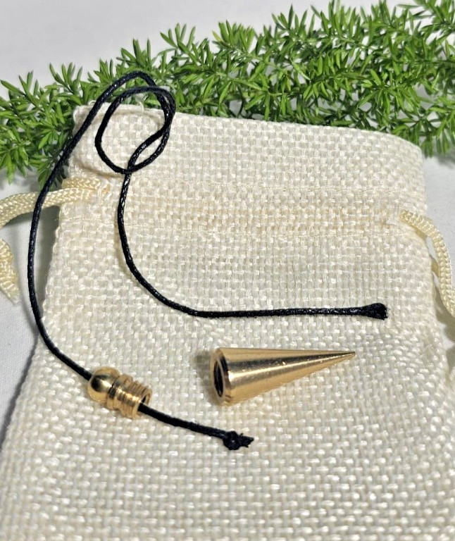 Cone Shaped Dowsing Biolocation Pendulum Brass Gold Toned Gift With A Thread