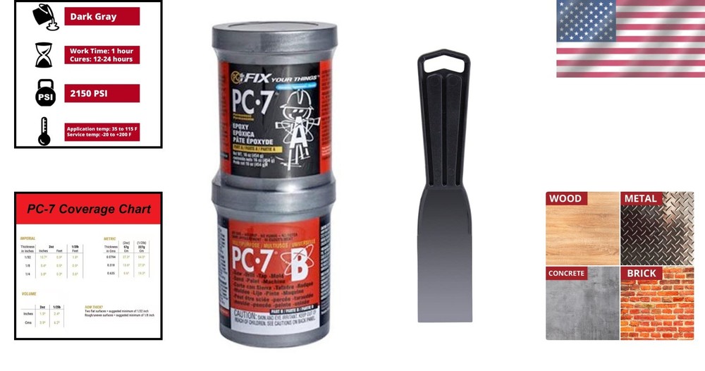 Two-Part Epoxy Paste in Two Cans - Charcoal Gray