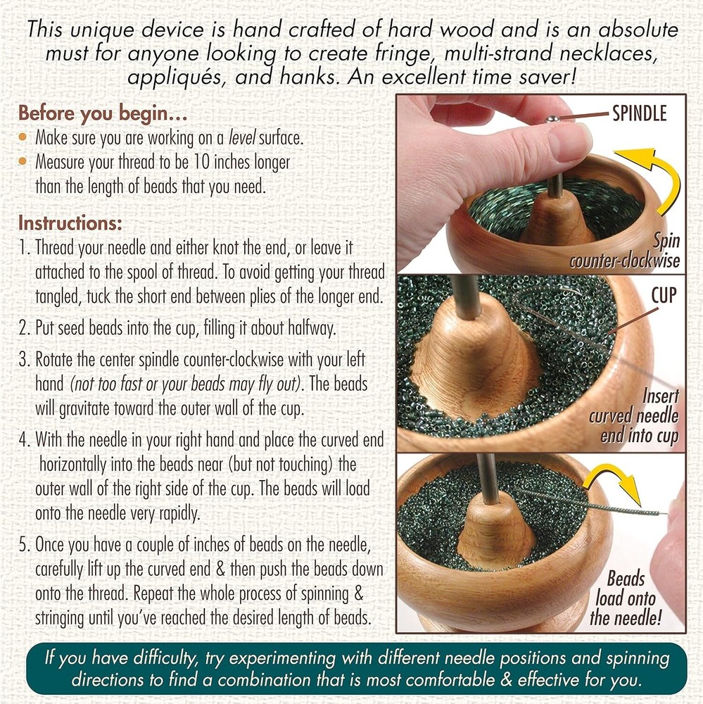Spin And String Wooden Bead Spinner With Needle