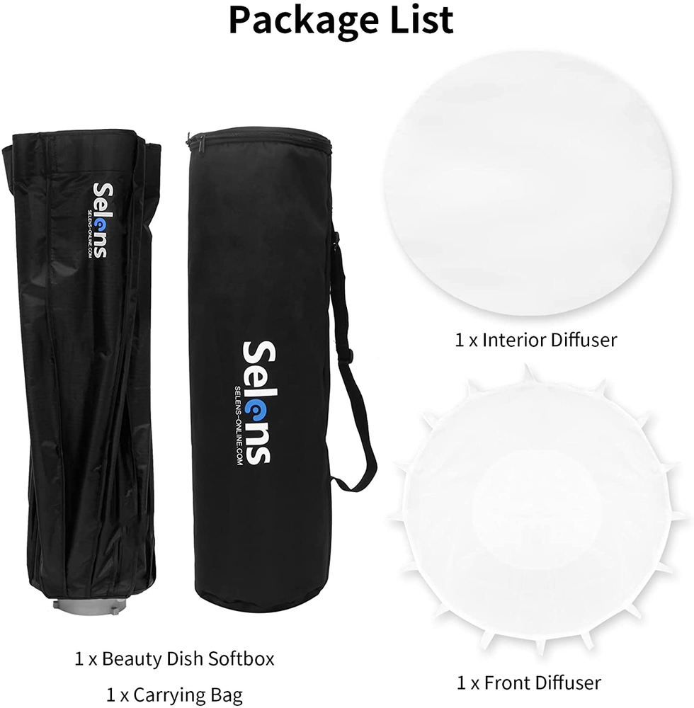 26"/65Cm Umbrella Hexadecagon Softbox with Bowens Mount and Removable Diffusers,