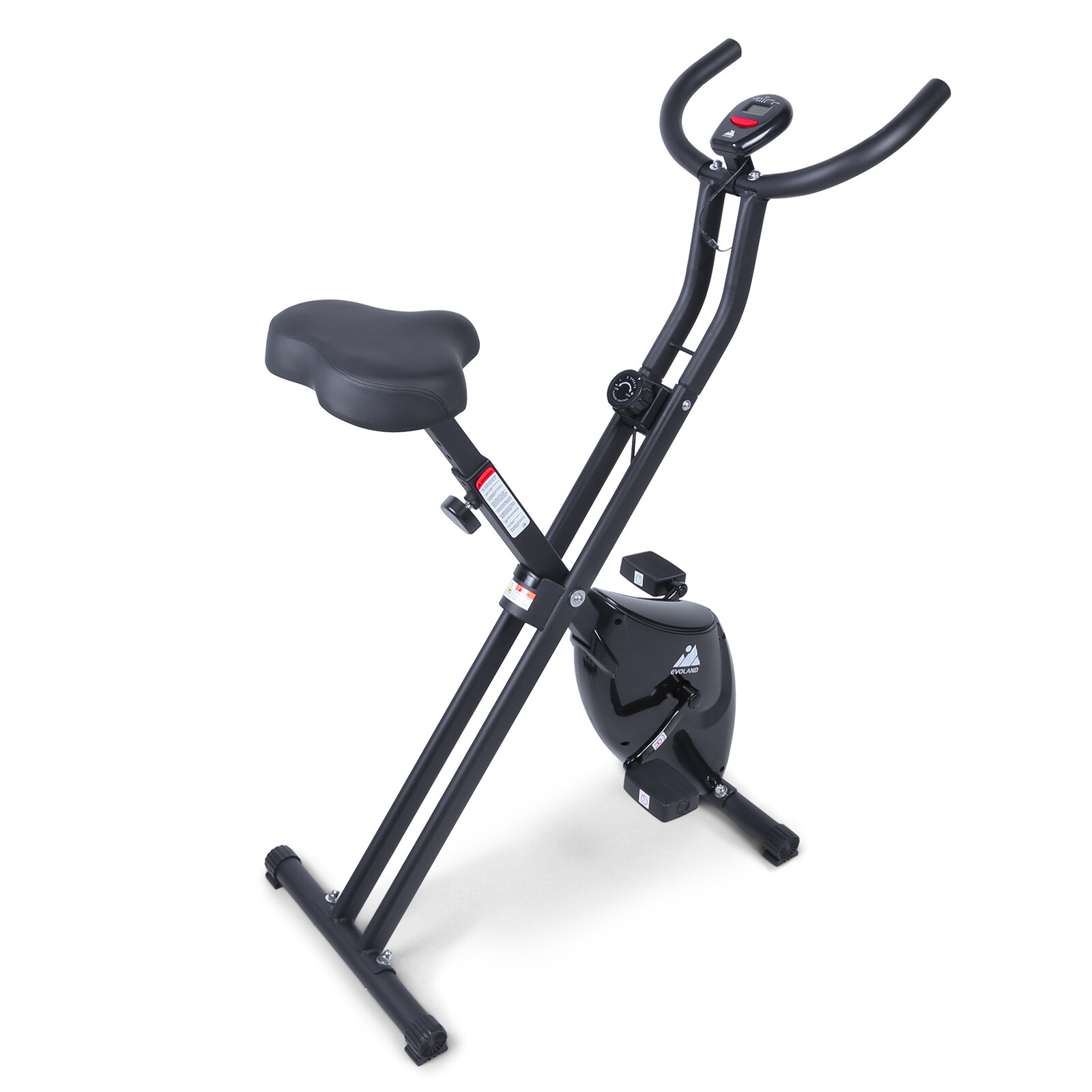 Folding Stationary Cycle Upright Indoor Cycling Exercise Bike with LCD Monitor