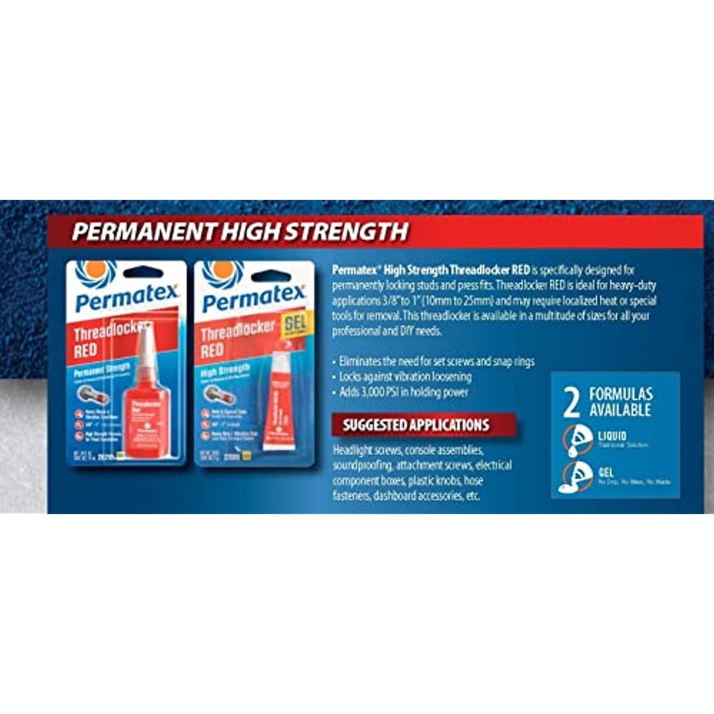Permatex 27140 High Strength Threadlocker Red, 36 ml Bottle