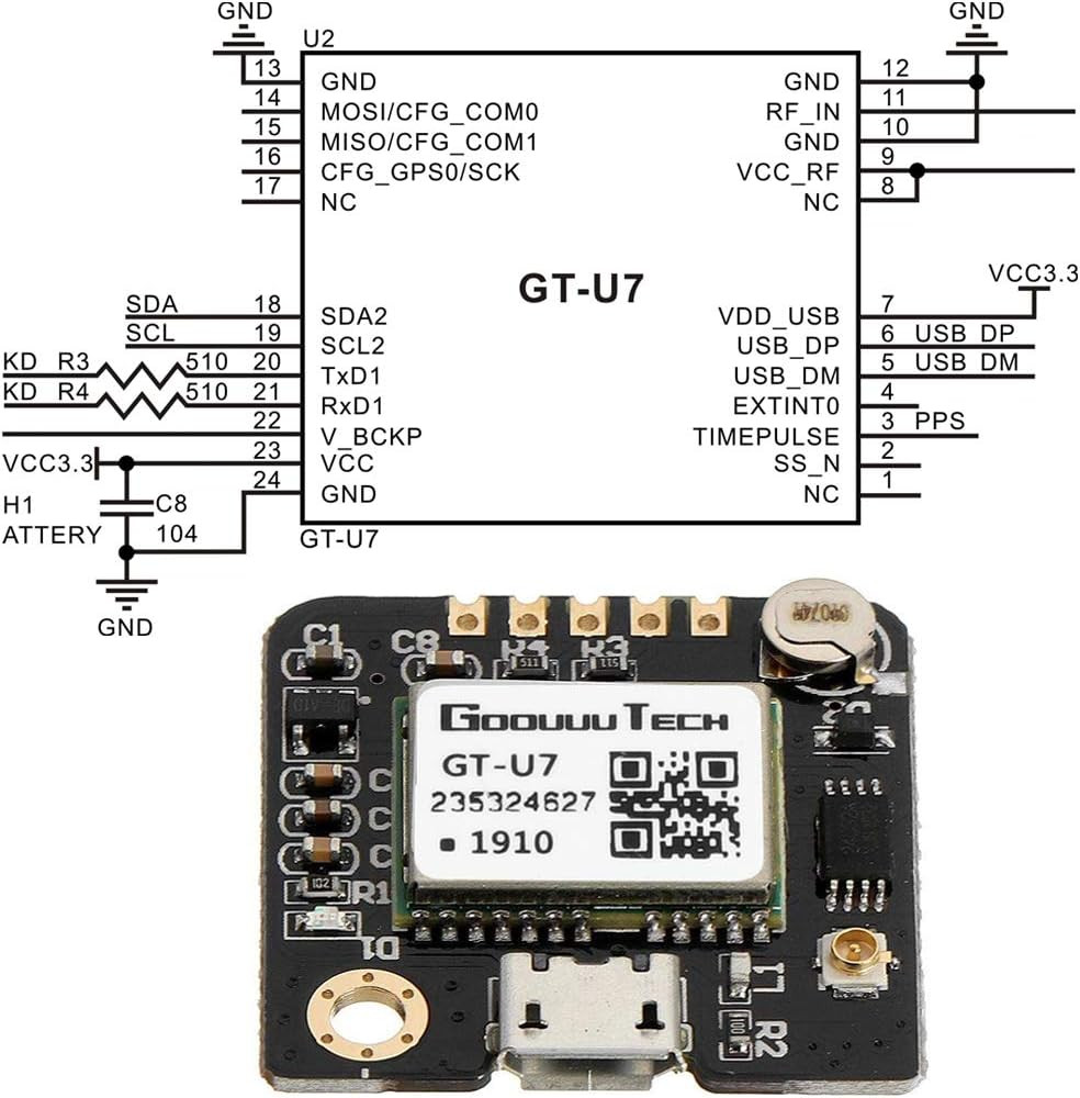 2Pcs GT-U7 GPS Module, High Sensitivity, Low Power Consumption, Compatible with