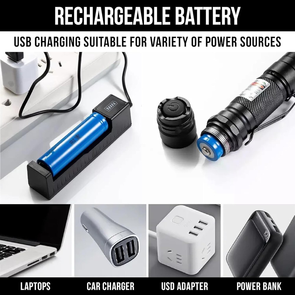 Rechargeable Tactical Green Laser Pointer - 3300 ft Visibility & Carrying Case