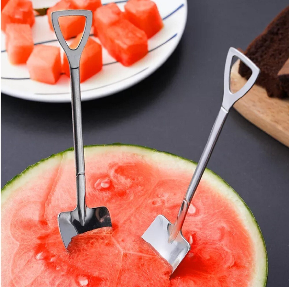 6 Pcs Stainless Steel Shovel Teaspoon Ice Cream Coffee Watermelon Dessert Spoon