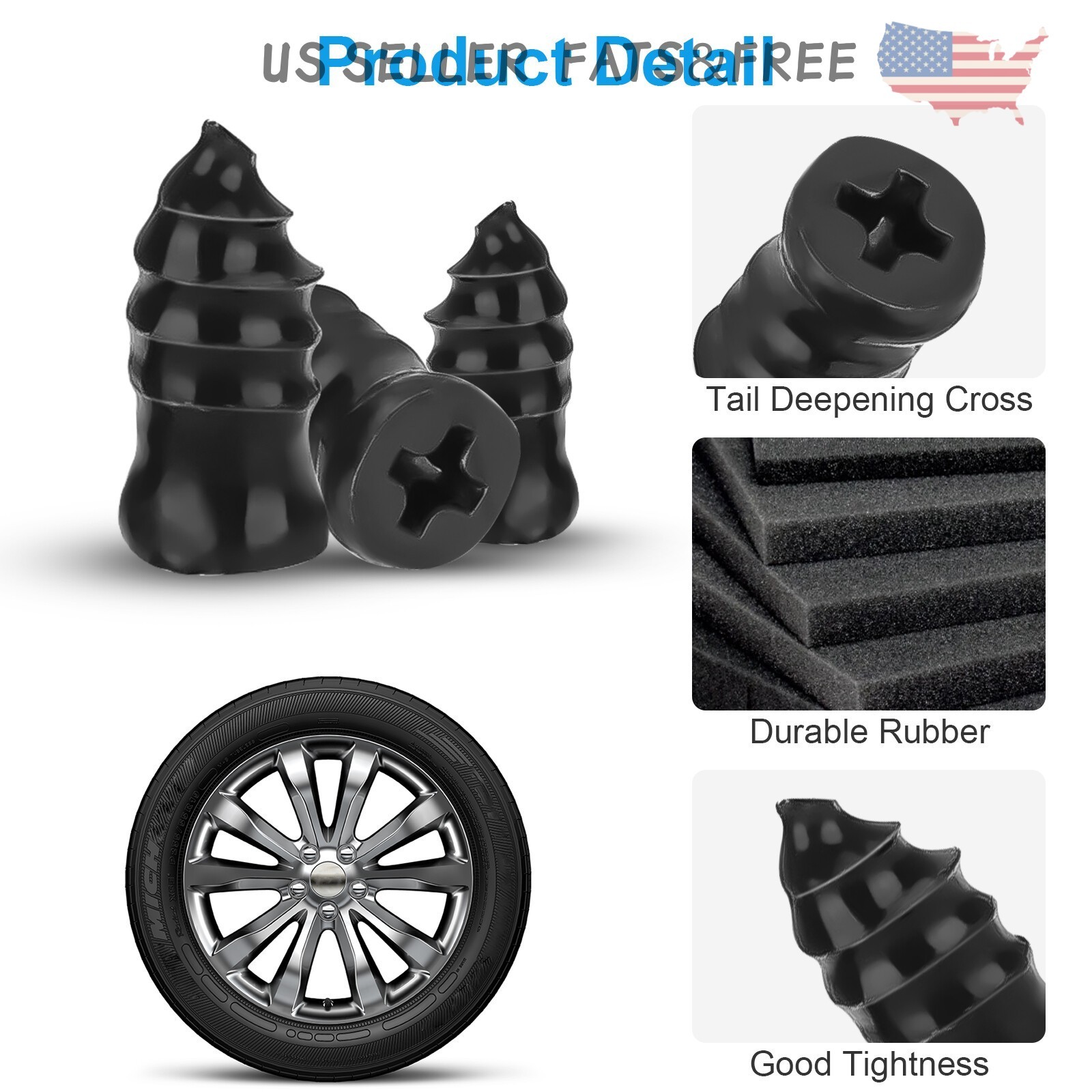 100Pcs Tire Repair Rubber Nails Tyre Puncture Repair Screws Kit w/ Screwdriver