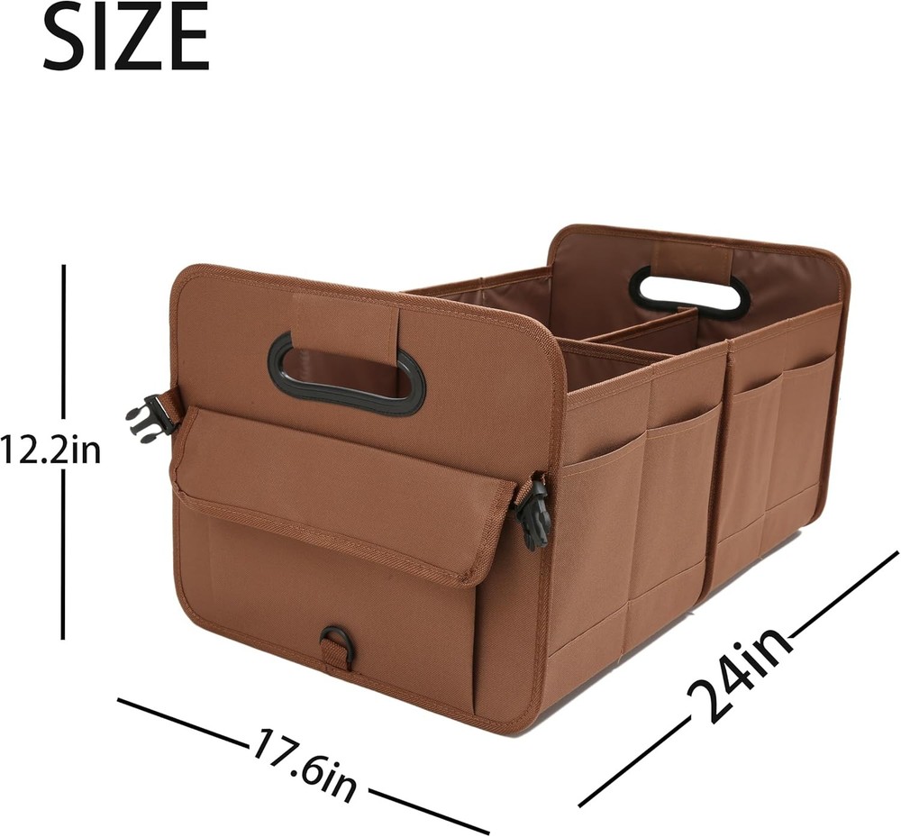 Car Trunk Organizer, Brown, Foldable, , Adjustable, Multiple Compartments