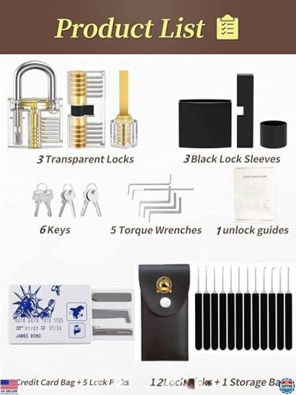 Waterproof Combination Picking Solid Brass Pick Kit Storage Lock Set Home