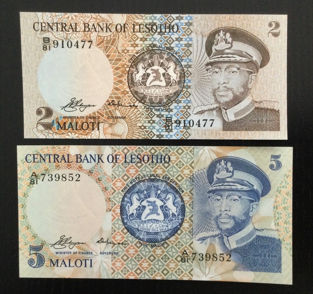 Lesotho set 2, 5 Maloti 1981 UNC P-4a, 5
