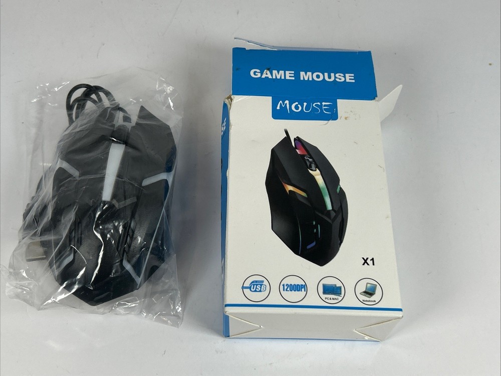 Rainbow Backlit Gaming Mouse (X1) Optical Wired, Changes Colors New Open Box