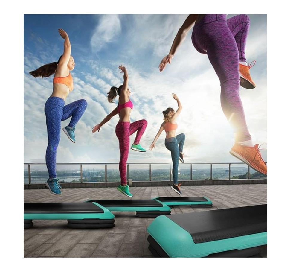 Yes4All Adjustable Aerobic Exercise Step Platform wt 4 Adjustable Risers Workout
