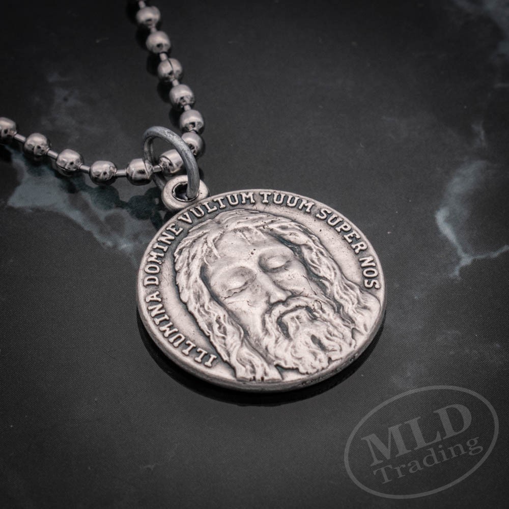 Holy Face of Jesus Medal Necklace – Italian Silver-Plated Catholic Pendant