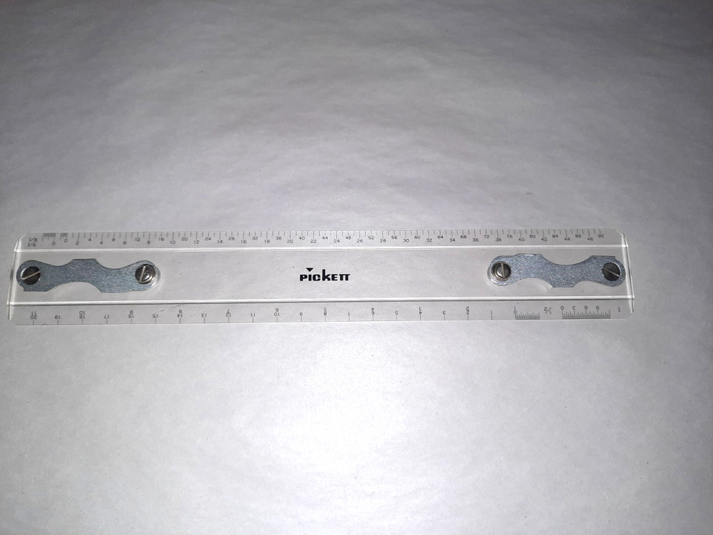 Pickett 12" Plastic Drafting Scale; 1/8, 1/4, 1/2, & 1