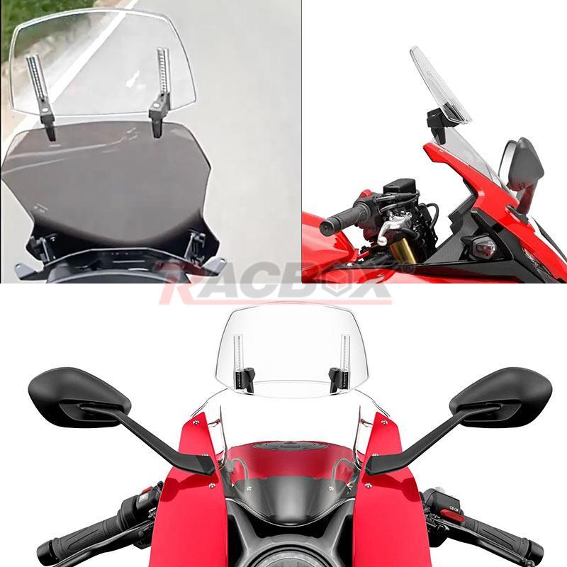 Universal Motorcycle Windshield Wind Screen Deflector Extension Spoiler Clip On