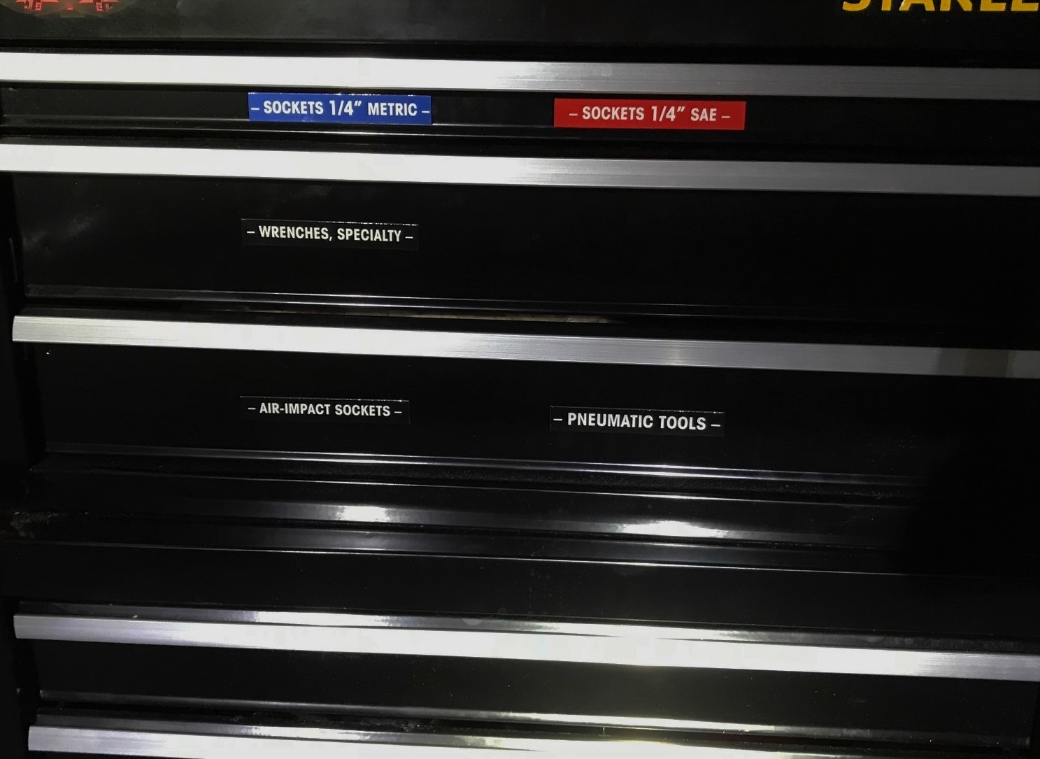 Magnetic TOOLBOX LABELS for all metal tool boxes 30 pieces color coded USA ship