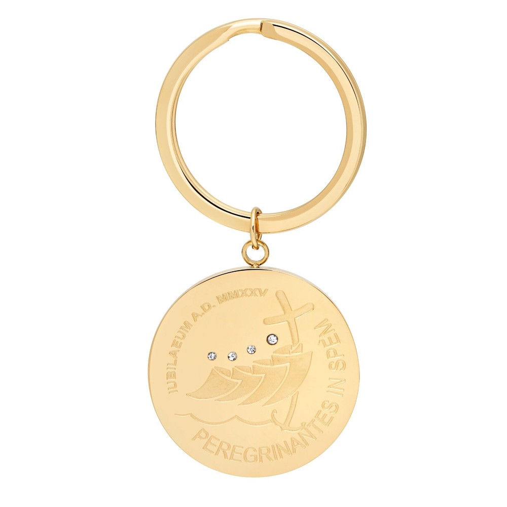 Jubilee 2025 Gold-tone Stainless Steel Keychain with Mater Ecclesiae Design