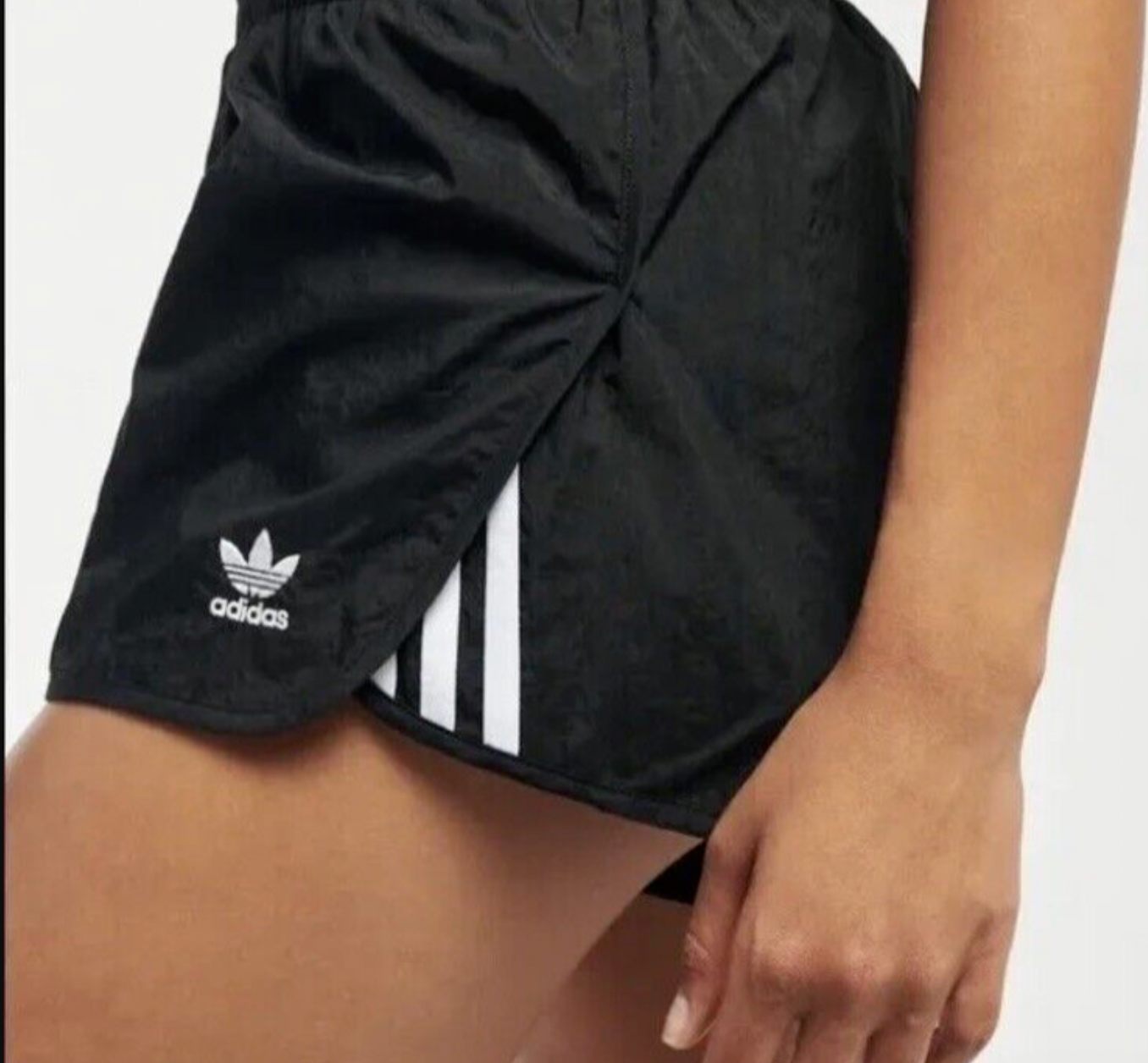Adidas Originals Women's Black 3-Stripe Track Shorts sz S Primegreen 2.5" GN2885