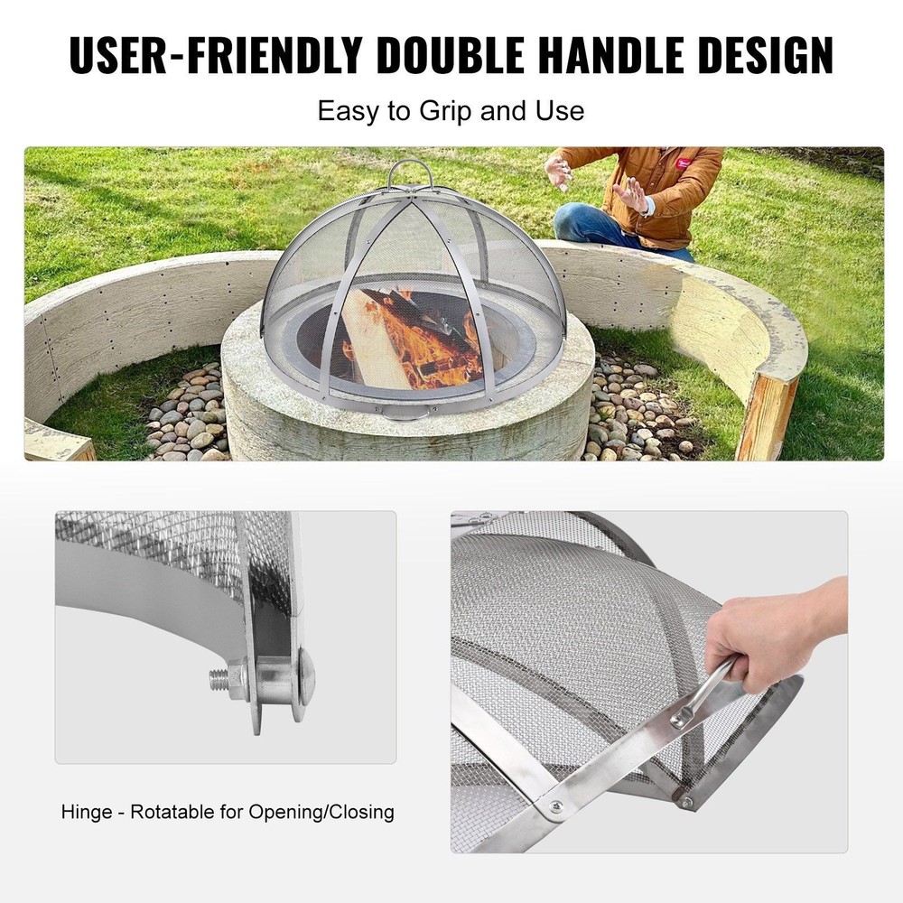 Fire pit Spark Screen Lid 36" Outdoor Fire pit Ring Cover Round Accessories