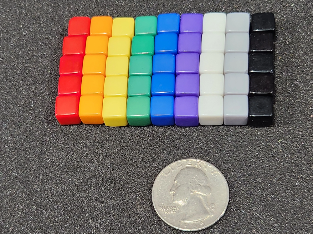 Solid color plastic cubes 8mm | Board Game Pieces