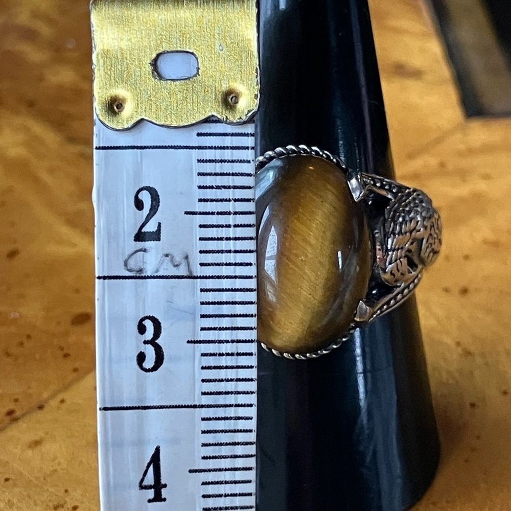 Natural Tiger’s Eye Eagle Ring Size 9