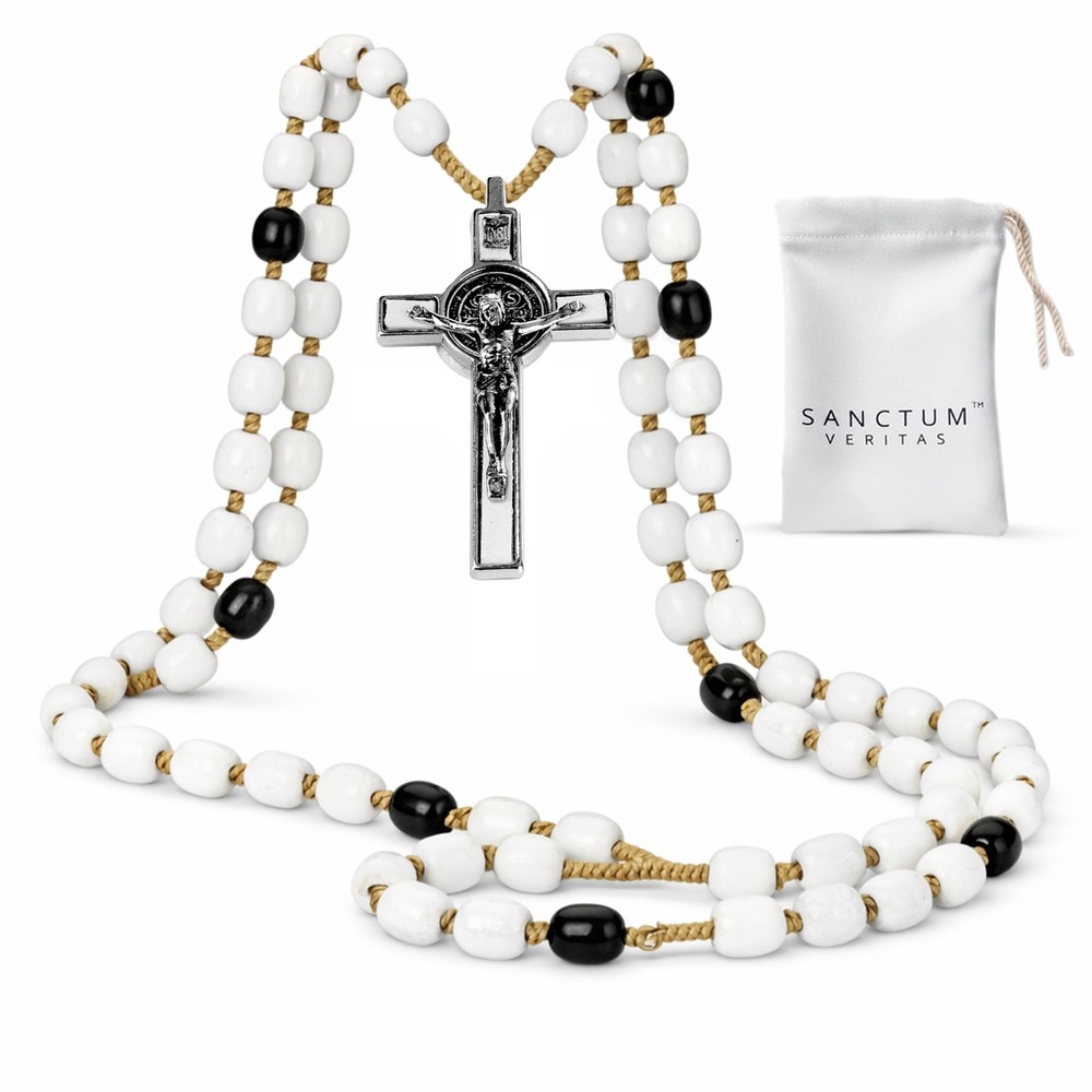 SANCTUM VERITAS Catholic Rosary Necklace | Large Bead Italian Rosary, Christian