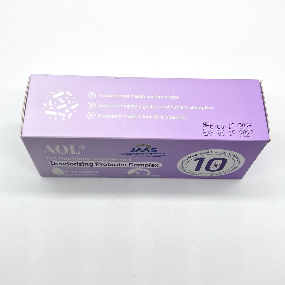 AOL Deodorizing Probiotic Complex for Dogs & Cats Digestive & Odor Support -10pk