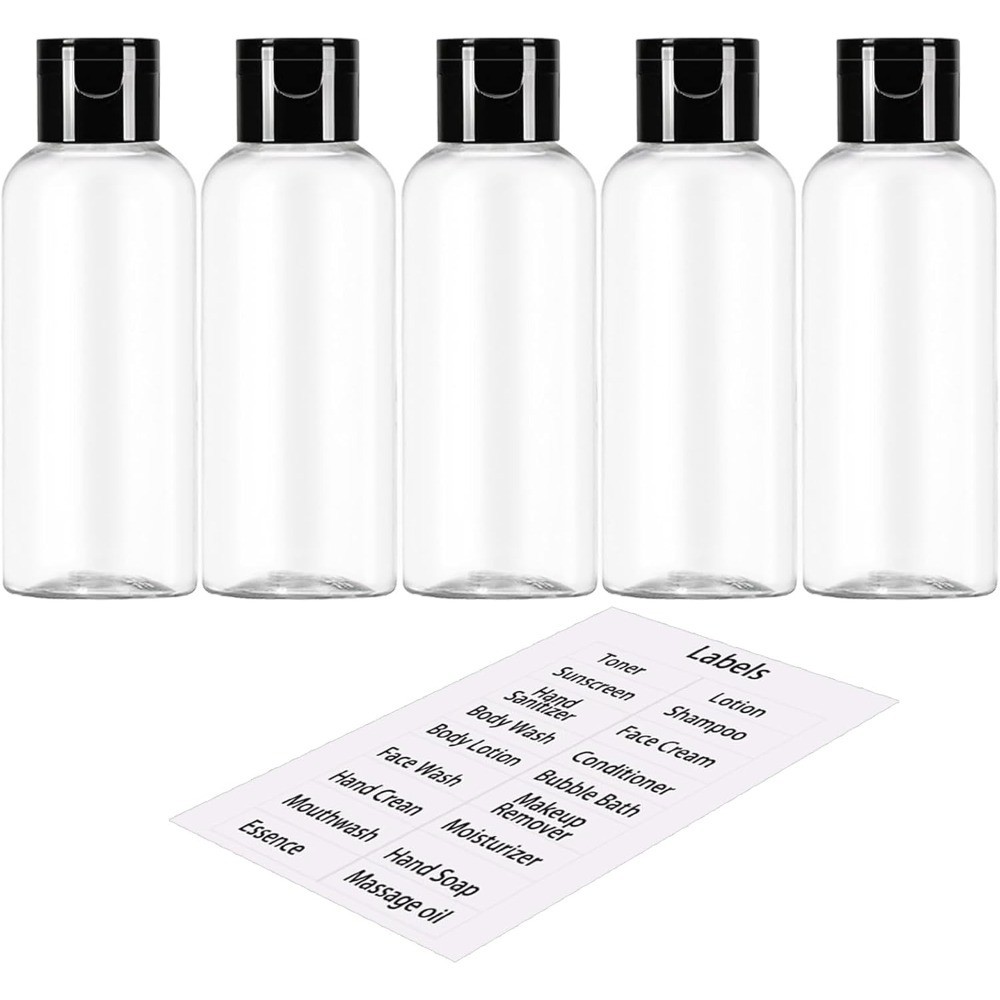 TSA Approved Leak Proof Empty Travel Size Bottles 5 Pack 3.4 oz Refillable